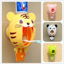 Load image into Gallery viewer, Cartoon Toothpaste Dispenser Strong Suction Sucker Bathroom Accessories Set Toothbrush Holder Automatic Tooth Brush Holder Child
