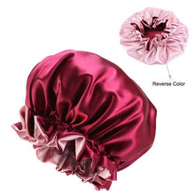 Load image into Gallery viewer, Soild Color Extra Large Satin Silk Bonnet Sleep Cap  Chemotherapy Shower Caps Premium Elastic Band Hats
